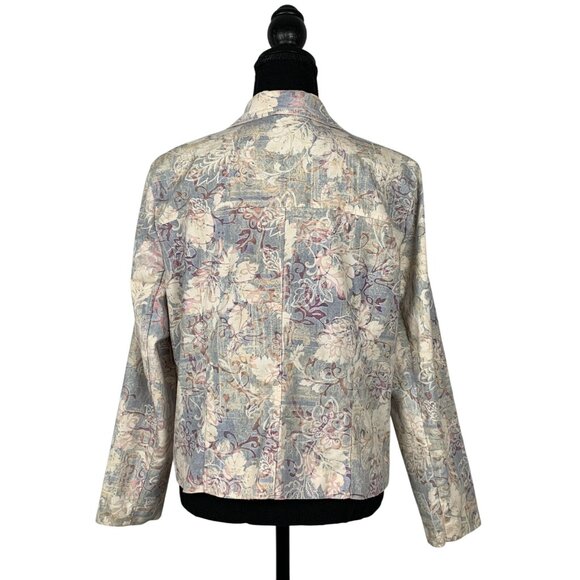 Selene Womens Floral Denim Jacket lightweight Size Medium - Picture 2 of 7